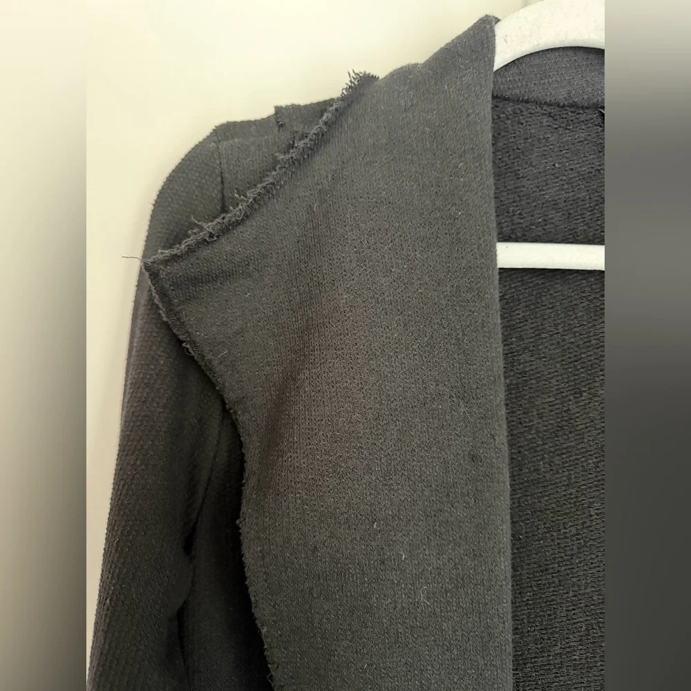 Ron Tomson Black Asymmetrical Draped Cardigan Jacket Raw Edge